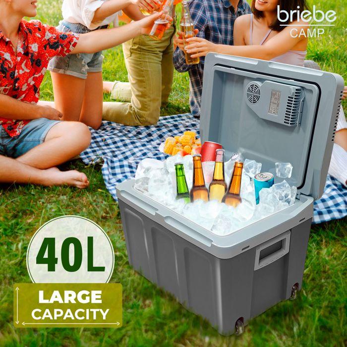 Glacière Électrique portable 40 Litres, 12V / 220 - 240V Voiture et Camping Briebe CF1155 58 W Gris 01024