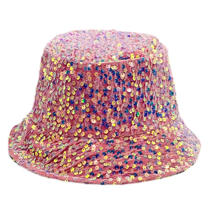 

for Dazzle Color Sequins Bucket Hat Multi-Color All-match Wide Brim Bucket Hat Cool Summer Breathable Fisherman Cap Unis