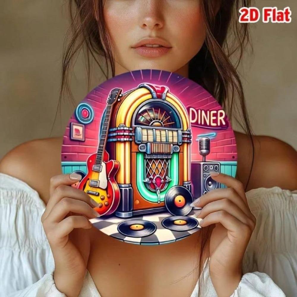Vintage Jukebox Metal Tin Sign Retro Diner Wall Decor Aluminum Art