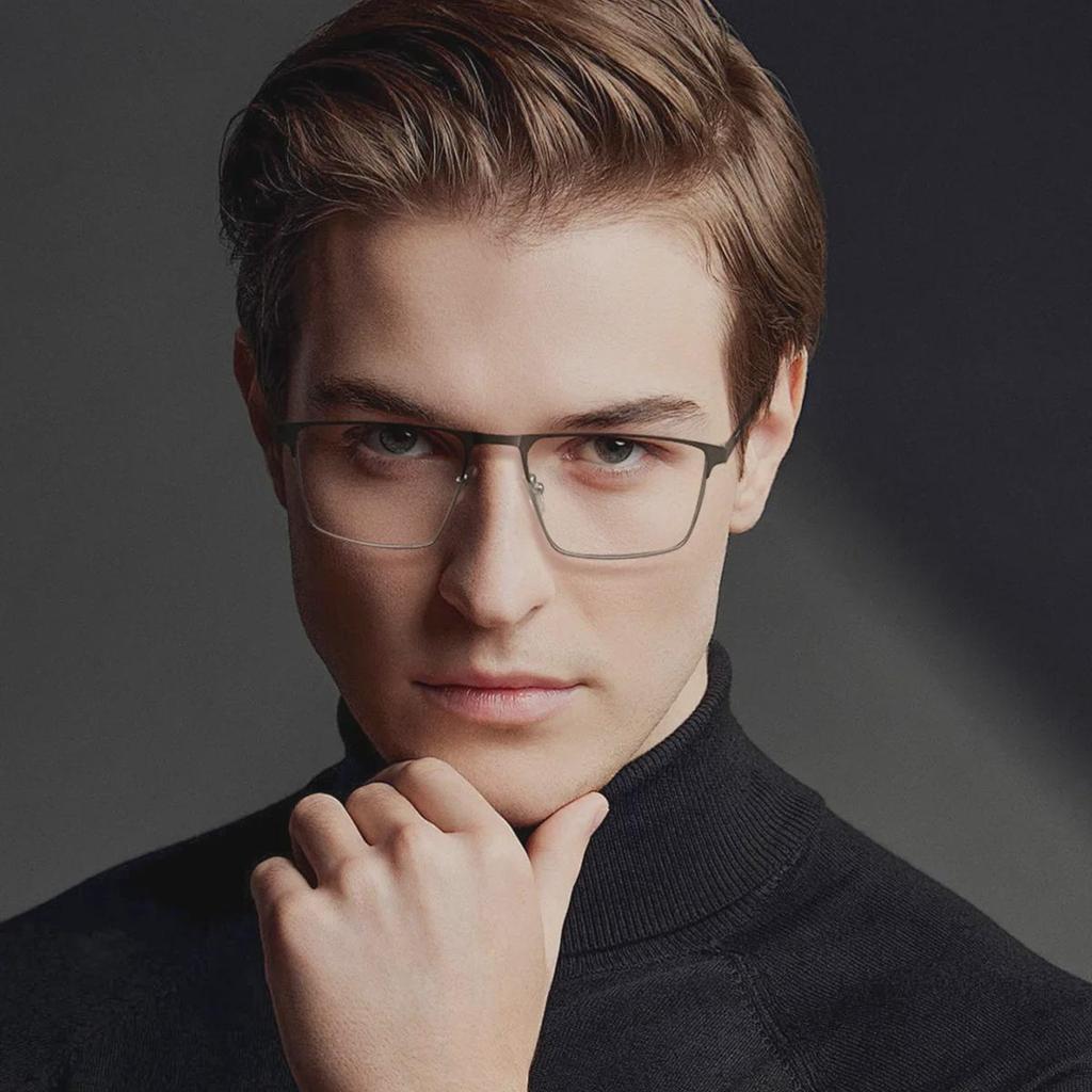 Men's Anti-Blue Light Square Metal Glasses Frame 6915 - Business Casual Style