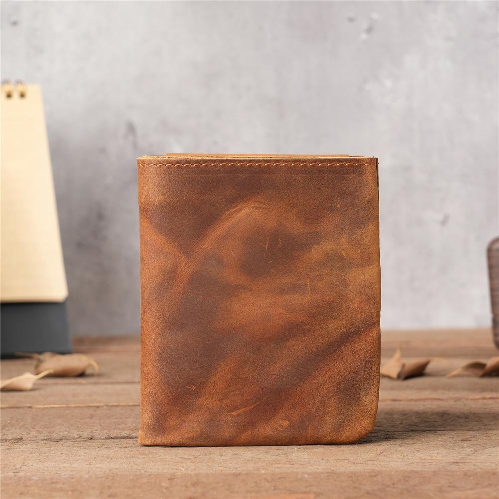 Fashion Genuine Leather Men's Wallet Retro Handmade Short Wallet for Men Durable Real Leather Purse for Men Coin Purse Wallet