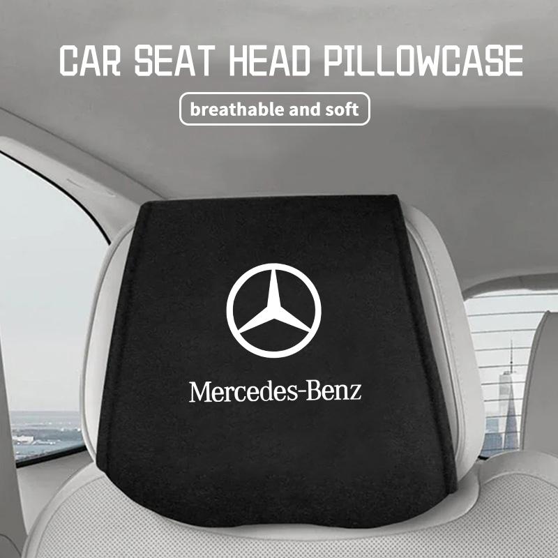 AATT1 For Benz Suede Car Logo Seat Headrest Cover Anti-dirty Neck Pillow Protector Accessories CITAN VITO SPRINTER CLS SLK Sport ML
