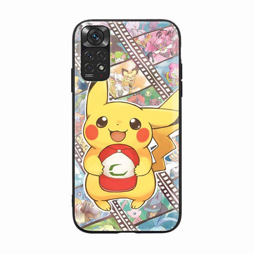 Black Case for OPPO Reno 8 6 5 4 Pro Plus Find X3 A17 A3 A31 A38 A40 A53 A54 A55 A74 A76 A78 A77 A80 A94 A95 A96 Lite K-88 Pikachu Pokemon
