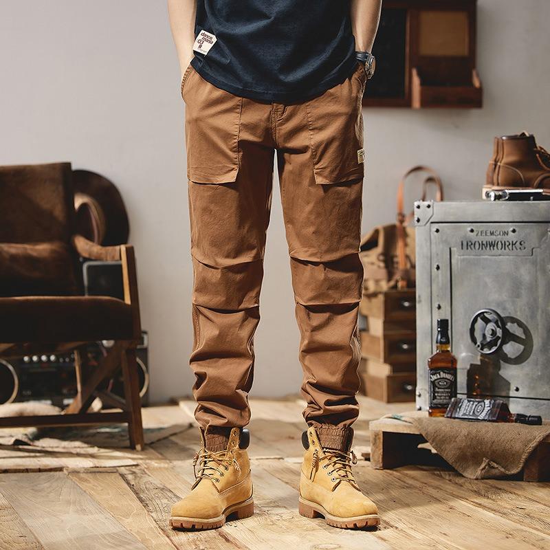 

New Men s Overalls Trendy Casual Pants Sports Outdoor Loose Wear-resistant Simple High Street Functional Wind 28 темно-коричневого