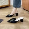 Fashion Women 2025 High-Heeled Shoes Lady Shallow Pointed Toe Ladies' Slippers Thin Cover Pumps Slides Heels Shoes Woman