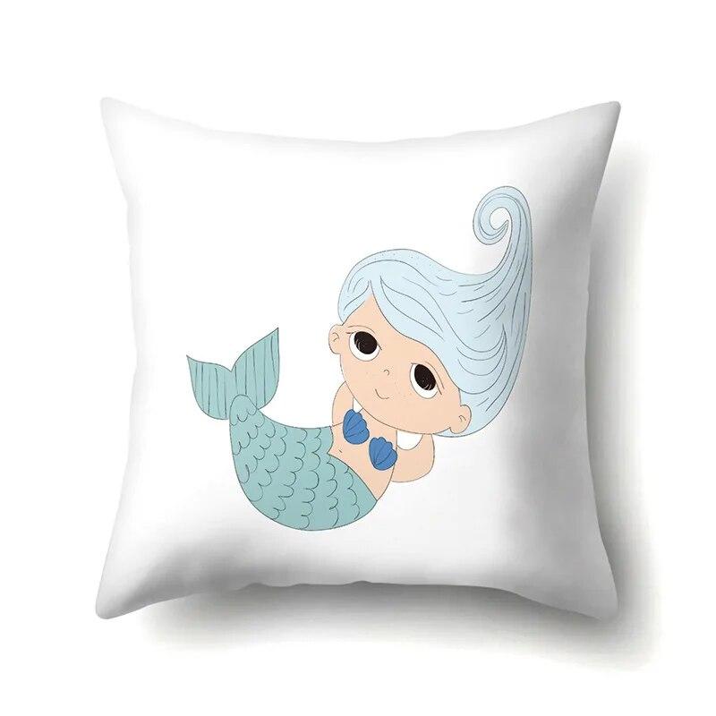 Mermaid Little Girl Pillowcase Car Waist Pillow  Cushion Sofa  toon Pattern