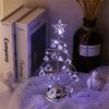 Crystal Star Iron Christmas Tree with LED Light Small XmasTree Table Lamp Christmas Decorations for Home Party New Year