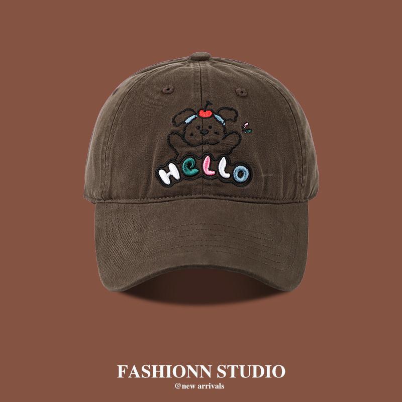 Baseball Cap Simple With Dog And Letter Embroidery Design For Casual Daily