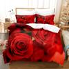 3D Red Rose Valentine's Day Gift Soft Duvet Cover Set Featuring Pilowcases Mary Warm Comforter Beding Sets for Weding Double Bed Linen Set Young Girls
