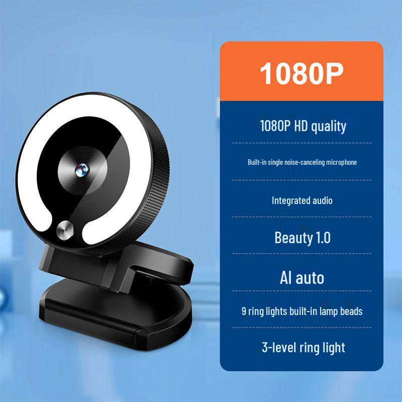 4K HD Webcam with Microphone & Beauty Fill Light for Laptops & Desktops