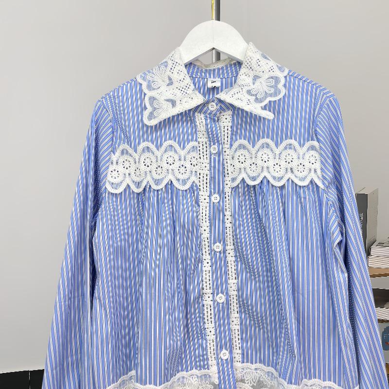 Fashion Patchwork Mesh Elegant White Blouse Women Tops Spring and Autumn Button Up Casual Shirts Women Vintage Lapel Solid Simple Ladies Blouses 25809