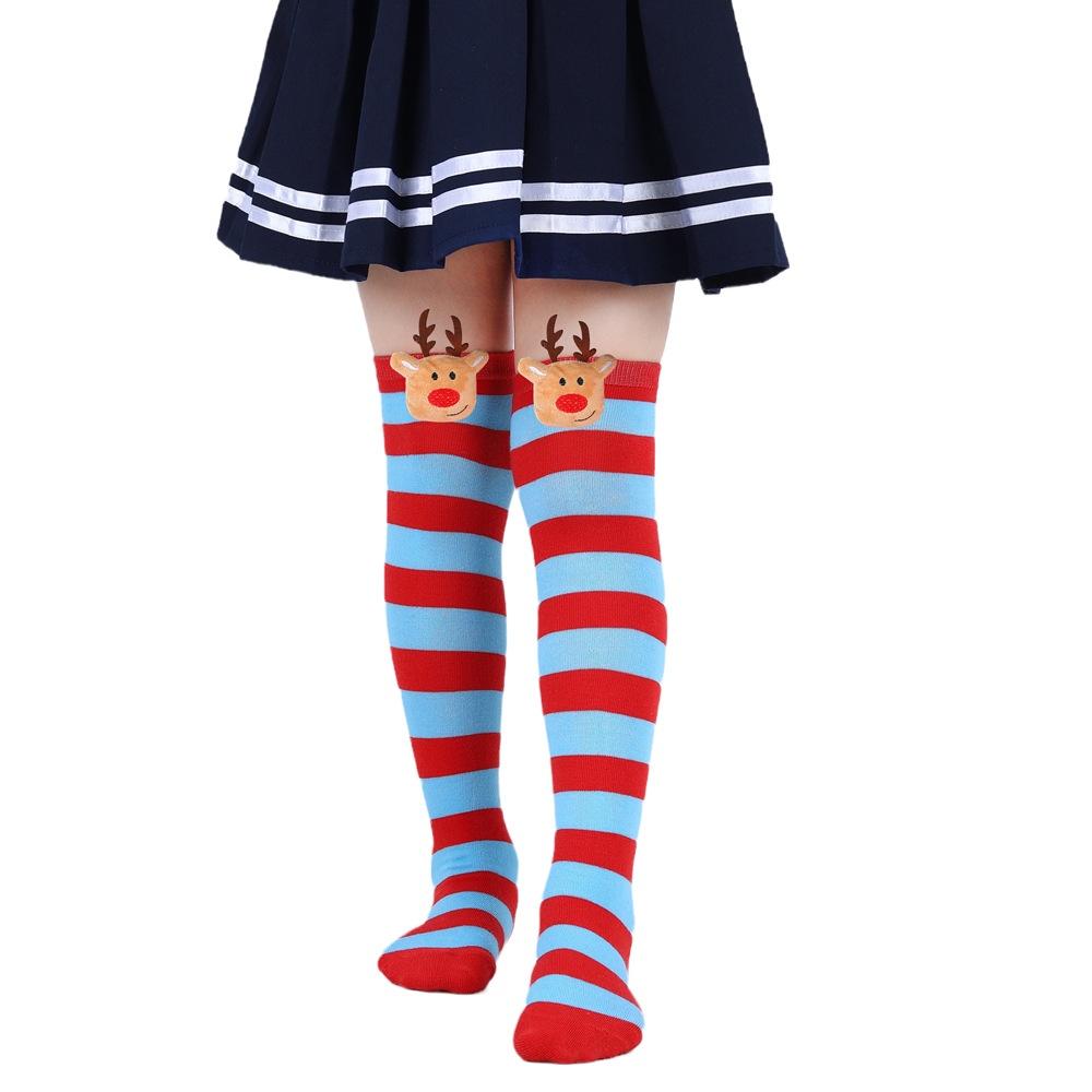 New Arrival Kids Christmas Socks With Cute Cartoon Deer Plush Toy Polyester Fabric Friction Resistant
