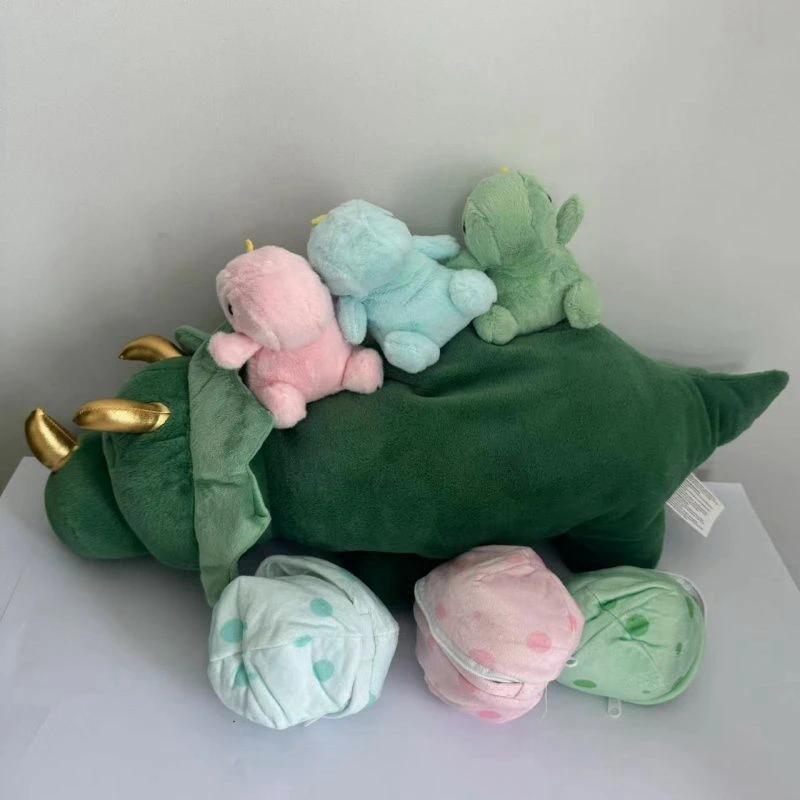 Creative Dinosaur with Baby Dino Egg Plush Toy Stuffed Animal Plush Doll Cute Triceratops Soft Hug Pillow Kids Birthday Gift