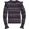 Polo Fair Isle Multicolor Knit Ruffled Long Sleeve Sweater Women Sweater 211763860-001