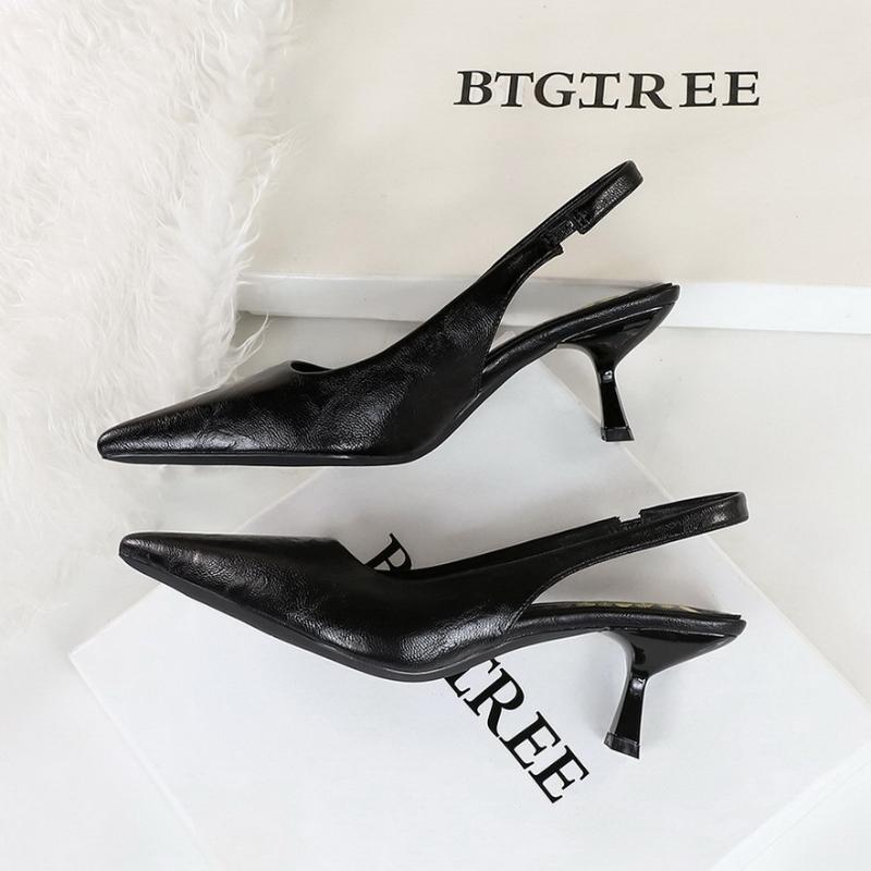 Fashion European And American Style Banquet High Heels Leopard Print Thin Heel Hollow Pointed Toe Single Shoes Tripping Temperament