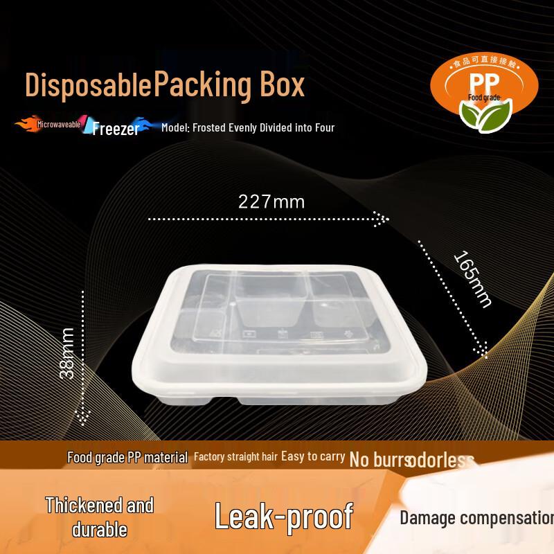 

WEISHENG 850ml Disposable 4-Compartment Food Containers