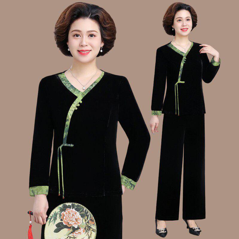 Spring Corduroy Sportswear Set for Middle-aged Women - 2025 Style Two-Piece Jacket Outfit