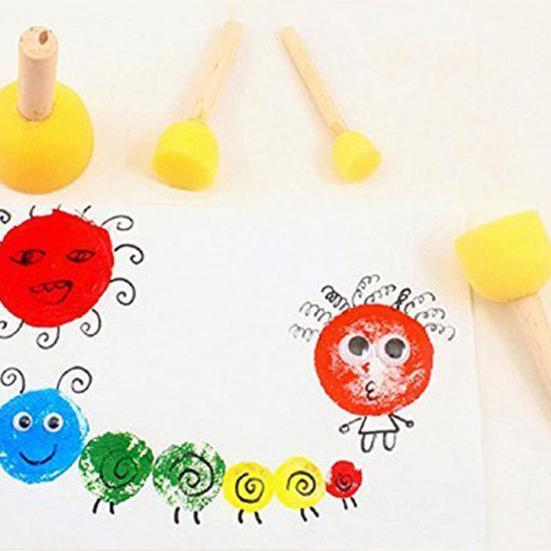 40Pcs/Set Round Foam Sponge Paint Brush Kids DIY Drawing Tools Painting Toy
