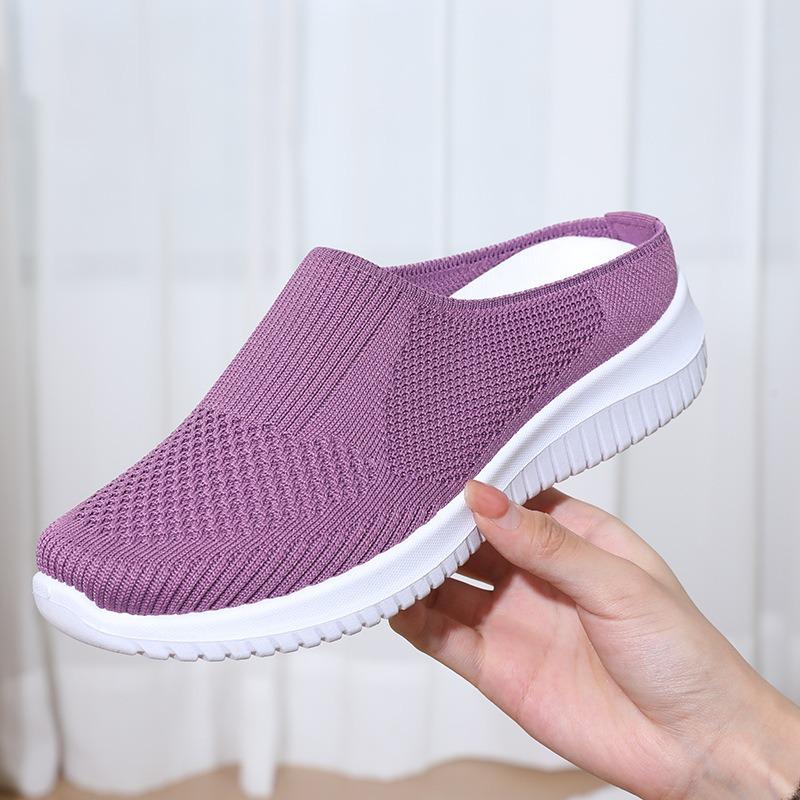 Leisure Ladies Single Shoes Middle-aged and Elderly Soft Bottom Baotou Half Slippers