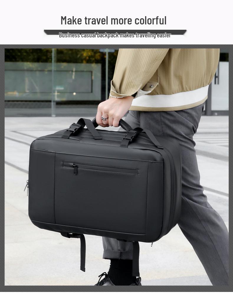 Expandable Business Travel Backpack with Laptop Compartment and Wet/Dry Separation