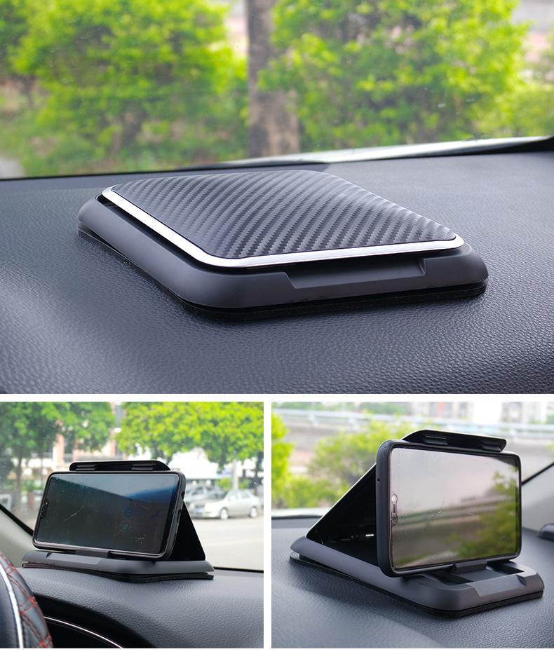 Silicone Car Dashboard Phone Holder with Carbon Fiber Pattern