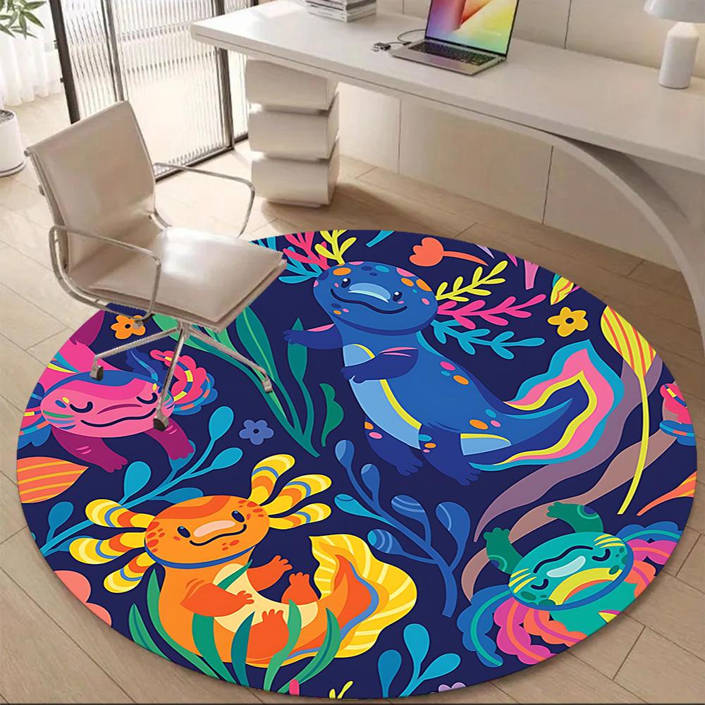 1pc Colorful Mogami Office Round Area Rug, Under Office Chairs Bedroom Living Room Home Decor, Room Deco