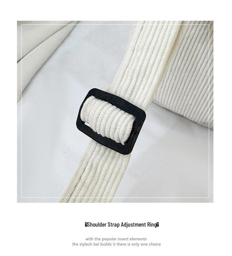 Women's Retro Casual Corduroy Shoulder Bag - Solid Color, Japanese & Korean Style Crossbody Fashion