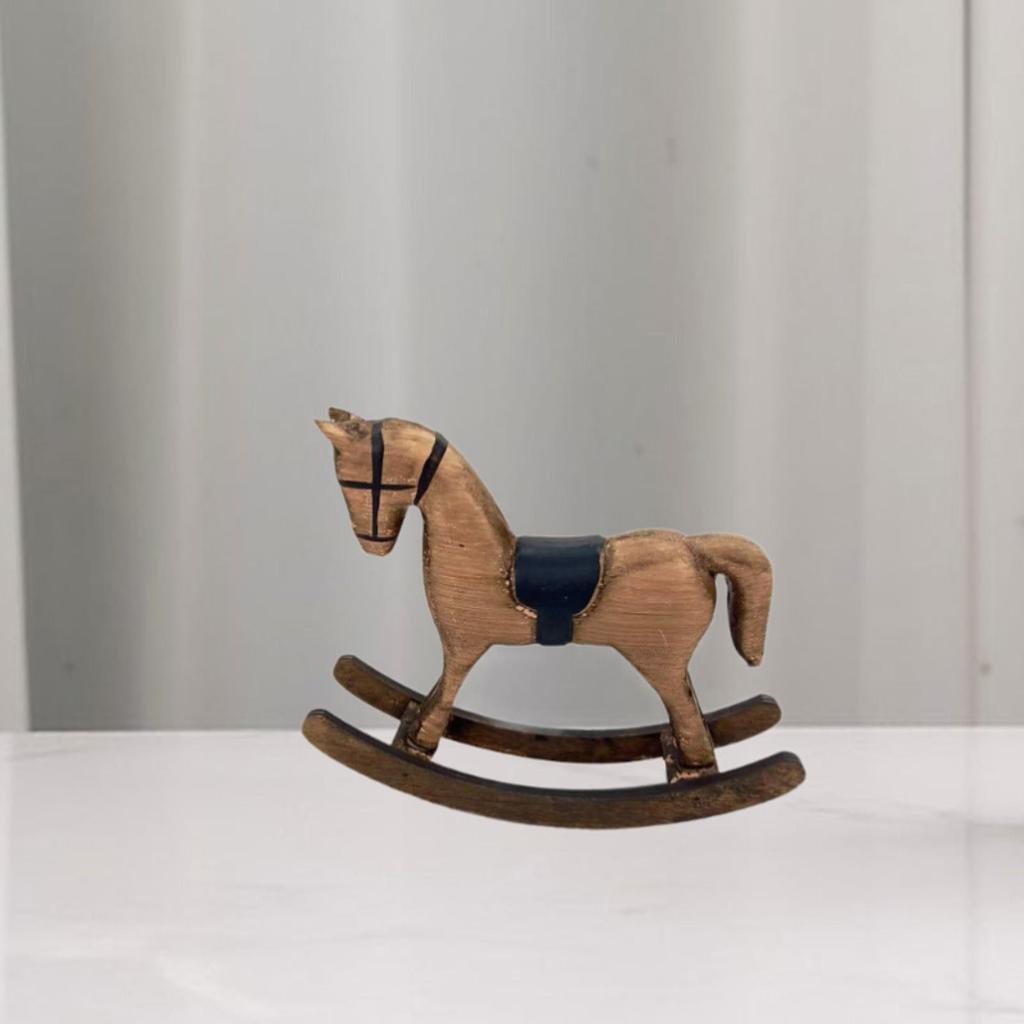 Rocking Horse Figurine Vintage Rustic Collection Retro Wooden Desktop Ornament for Cabinet Desk Office Bookshelf Entrance