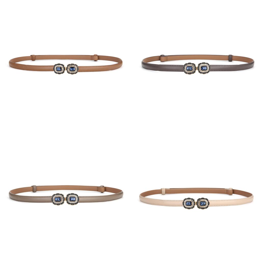 Womens Leather Belt With Square Alloy Buckle For Elegant Casual Wear