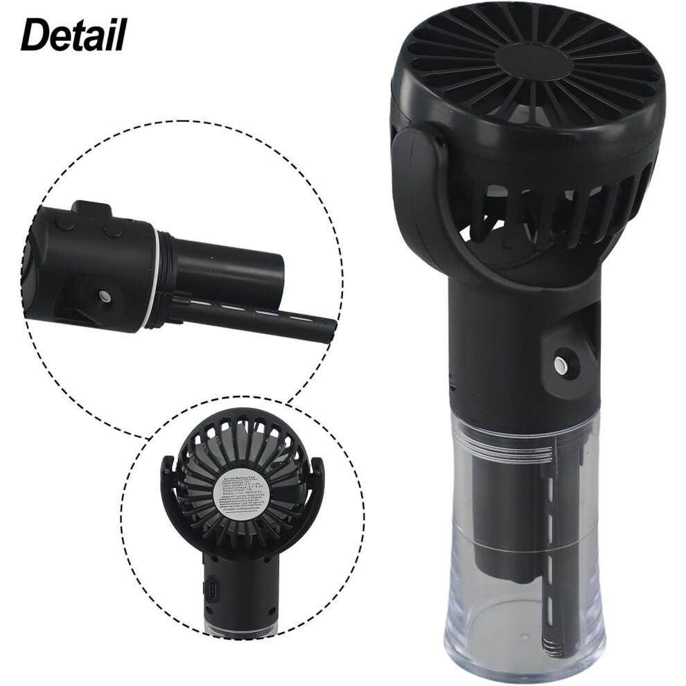 Přenosný mlhový ventilátor s chladicím rozprašováním vody, 4 rychlosti, USB dobíjecí ruční ventilátor pro vnitřní i venkovní použití, černý