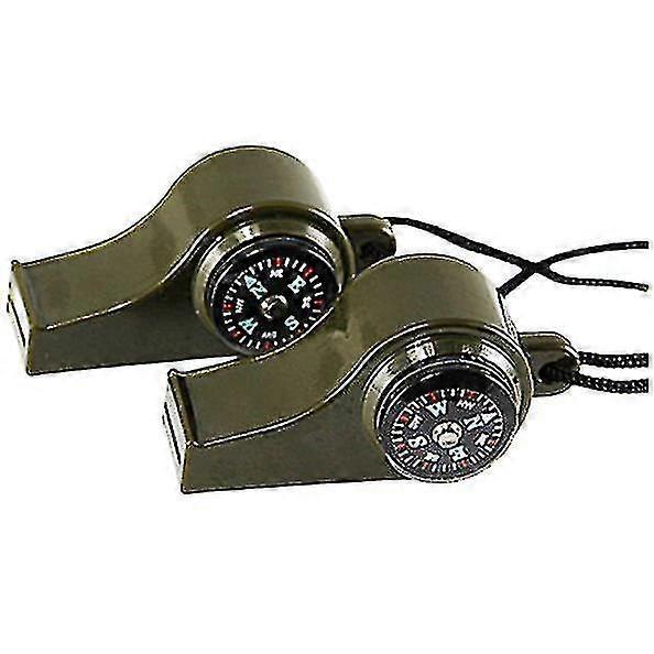 2pcs Outdoor Whistle Compass Thermometer 3 In1whistle Couple Survival Whistle Field Training Survival Tools - PR