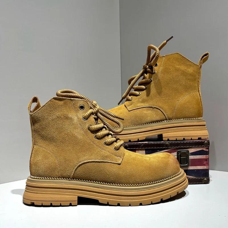 Fashion Spring Autumn New Luxury Men's Sneakers Casual Trendy workwear Lace up Big Head Leather Shoes High Quality Zapatos Para Hombres