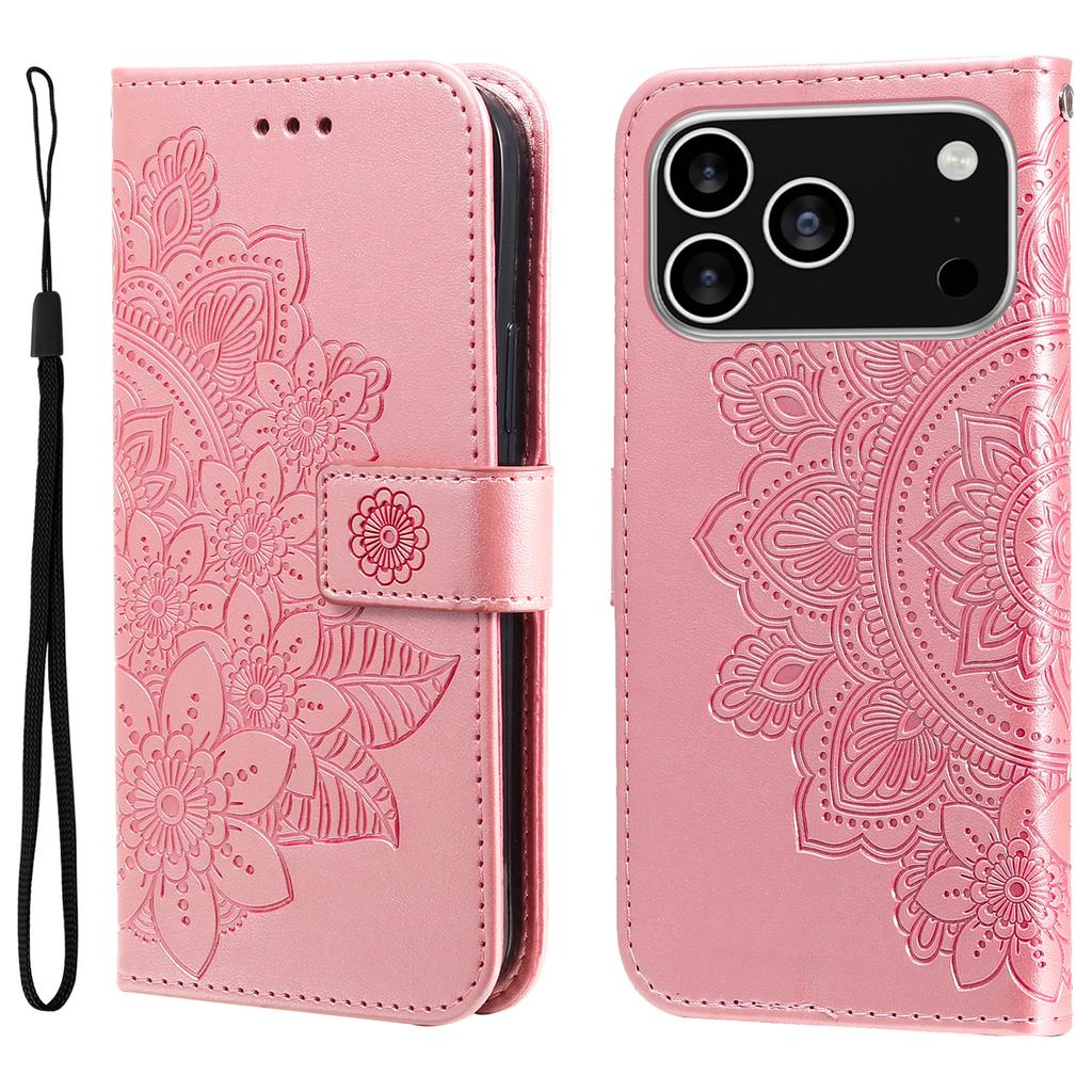 For iPhone 17 Pro Case Floral Pattern PU Leather Wallet Stand Phone Cover
