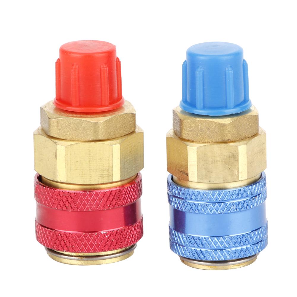 2pcs R134A High Low Pressure Straight Quick Coupler Connector Car AC Refrigerant Adapter