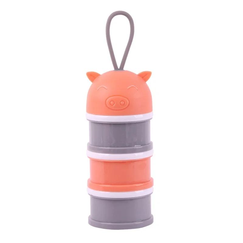 3 Layer Portable Newborn Baby Food Storage Box Cartoon Pig Essential Cereal Milk Powder Boxes Infant Kids Formula Container.