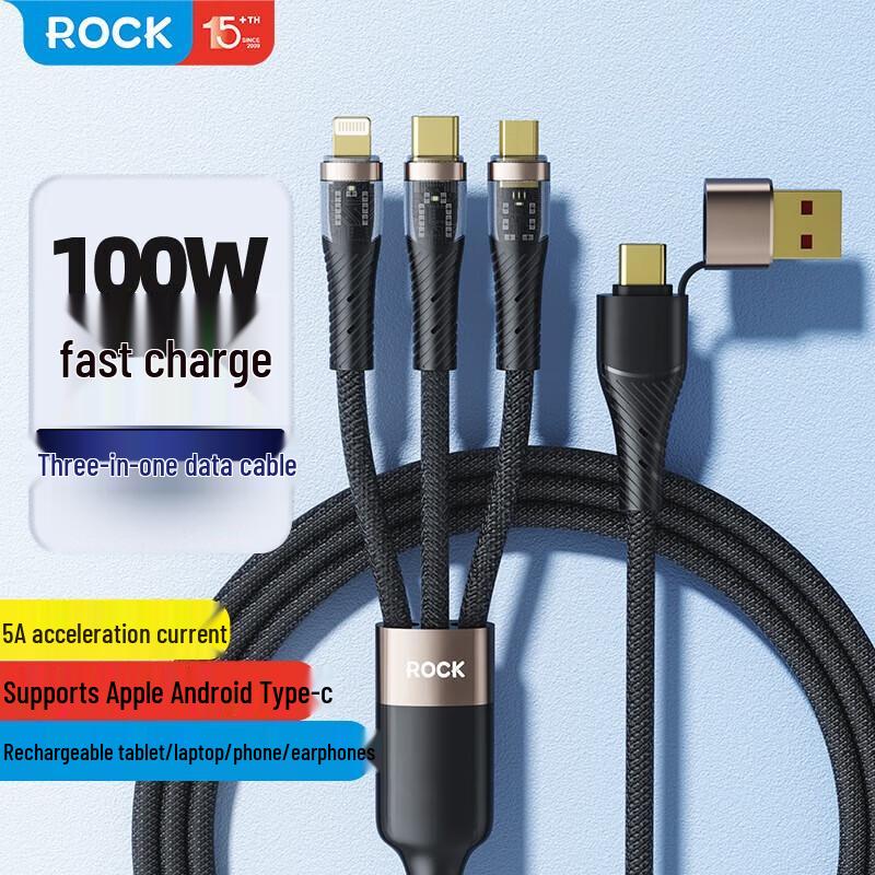 ROCK G20 PD100W Transparent 2-in-3 Fast Charging Data Cable