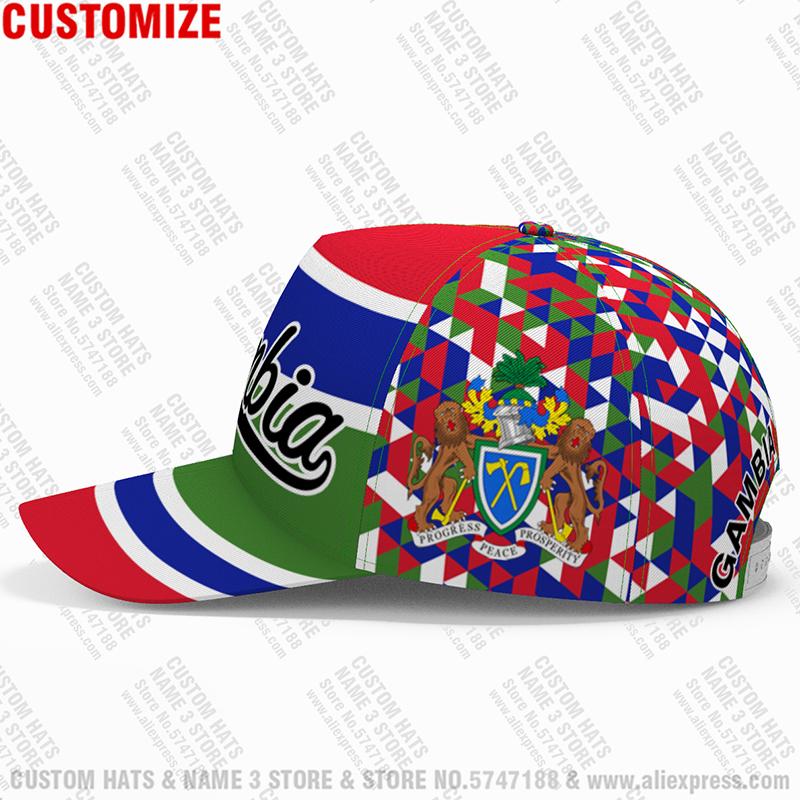 Cappellino da Baseball Gambia Gratuito Nome Numero 3D Personalizzato Logo Squadra Araba Cappello Gm Paese Gmb Viaggio Nazione Francese Bandiera Islamica Araba Copricapo