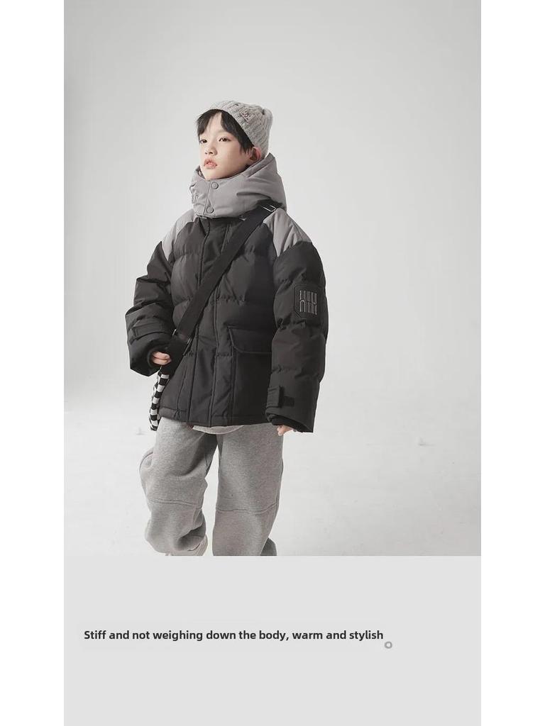 2024 Barns Tre-Proof Kontrastfärgad Dunjacka med 90% Vitt Ankdun