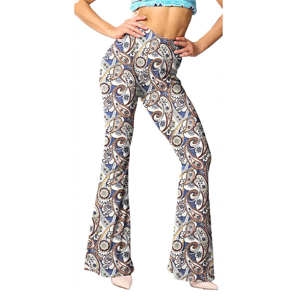 Fashion Floral Leggings High Waist Printed Flared Trousers For Women Highly Stretchable Fitness Tights Yoga Pants Dance Pants