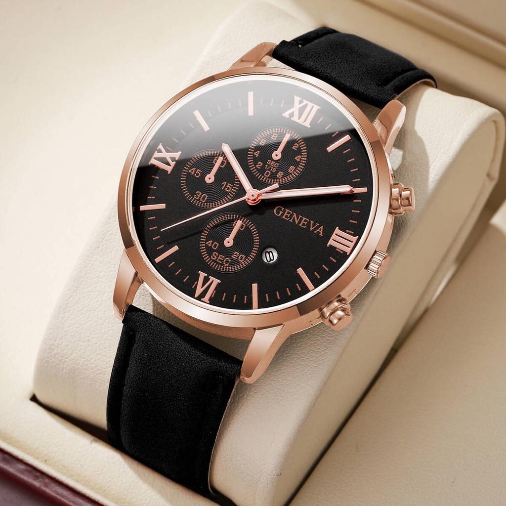 Ceas de mână pentru bărbați cu cadran Roma la modă, casual, cu curea de piele, ceasuri de afaceri pentru bărbați, ceasuri de mână analogice cu quartz cu calendar