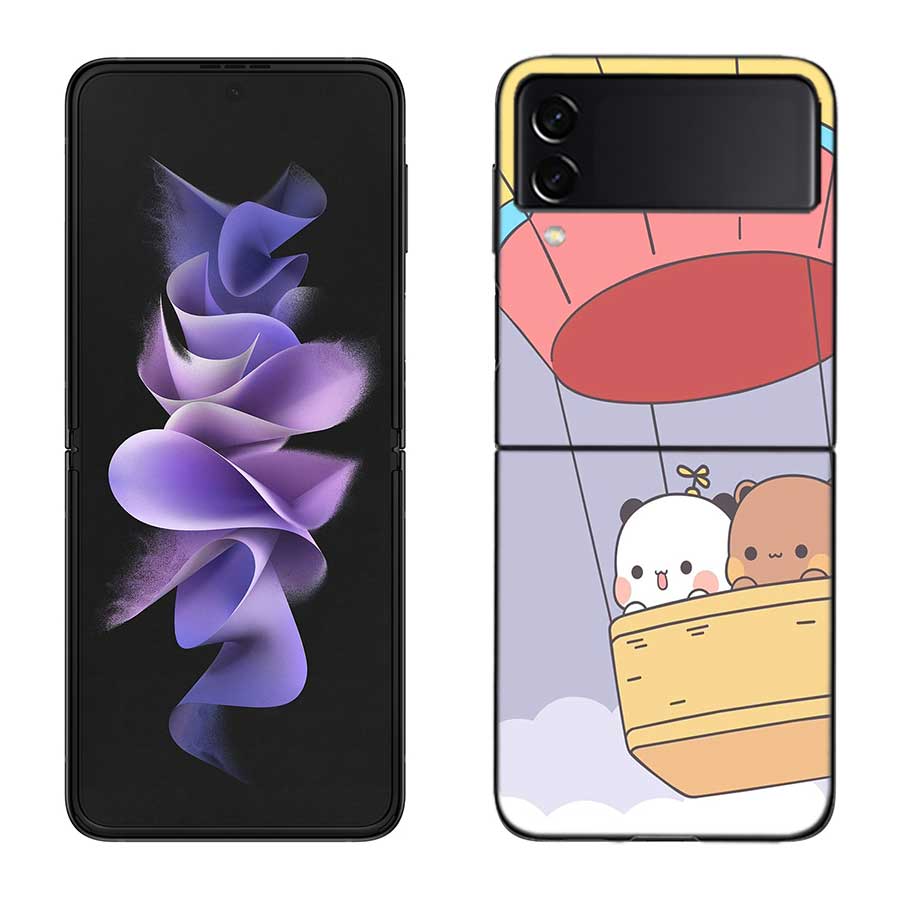 Cute BuBu DuDu Phone Case For Samsung Z Flip 7 6 5G Galaxy Z Flip 5 4 3 Black Hard Cell Cover Luxury PC Shell Coque