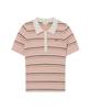 Covernat Woman Striped Collar Half Knit Pink