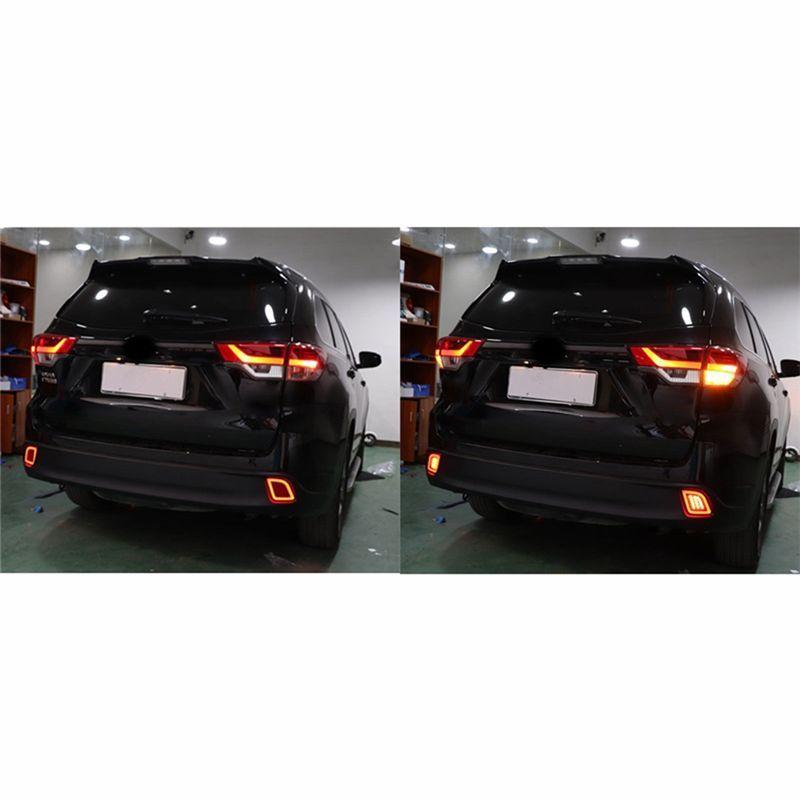 Powerful For Toyota Highlander 2015-2018 Rear Bumper Reflector Lights LED Fog Lamp Brake Light Turn Signal