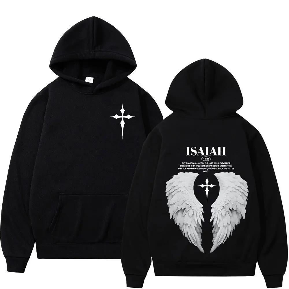 Aesthetic Christian Jesus Wing Bible Verse Hoodies Men Women Fashion Oversized Sweatshirt Casual Loose Fleece Pullovers
