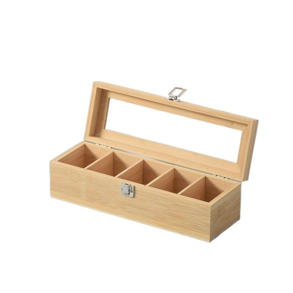Dustproof Jewelry Organizer Wooden Tea Box Holder Tea Bag Storage Boxes  Kitchen Bar