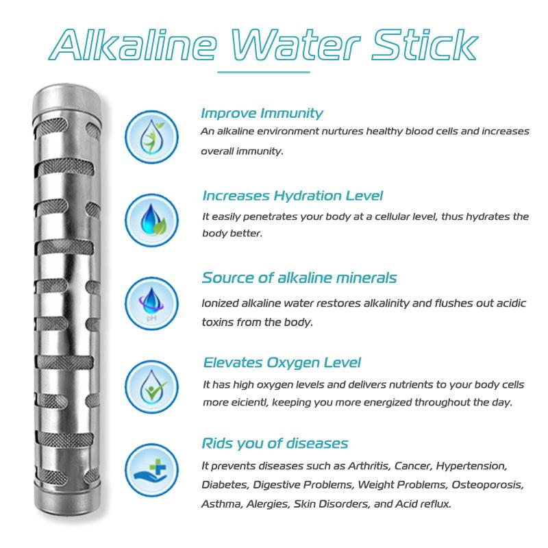 Alkaline Water Stick Stainless Steel Ph Alkalizer Ionizer Water Purifier Filter Naturally Increases Ph Levels Decreases Orp