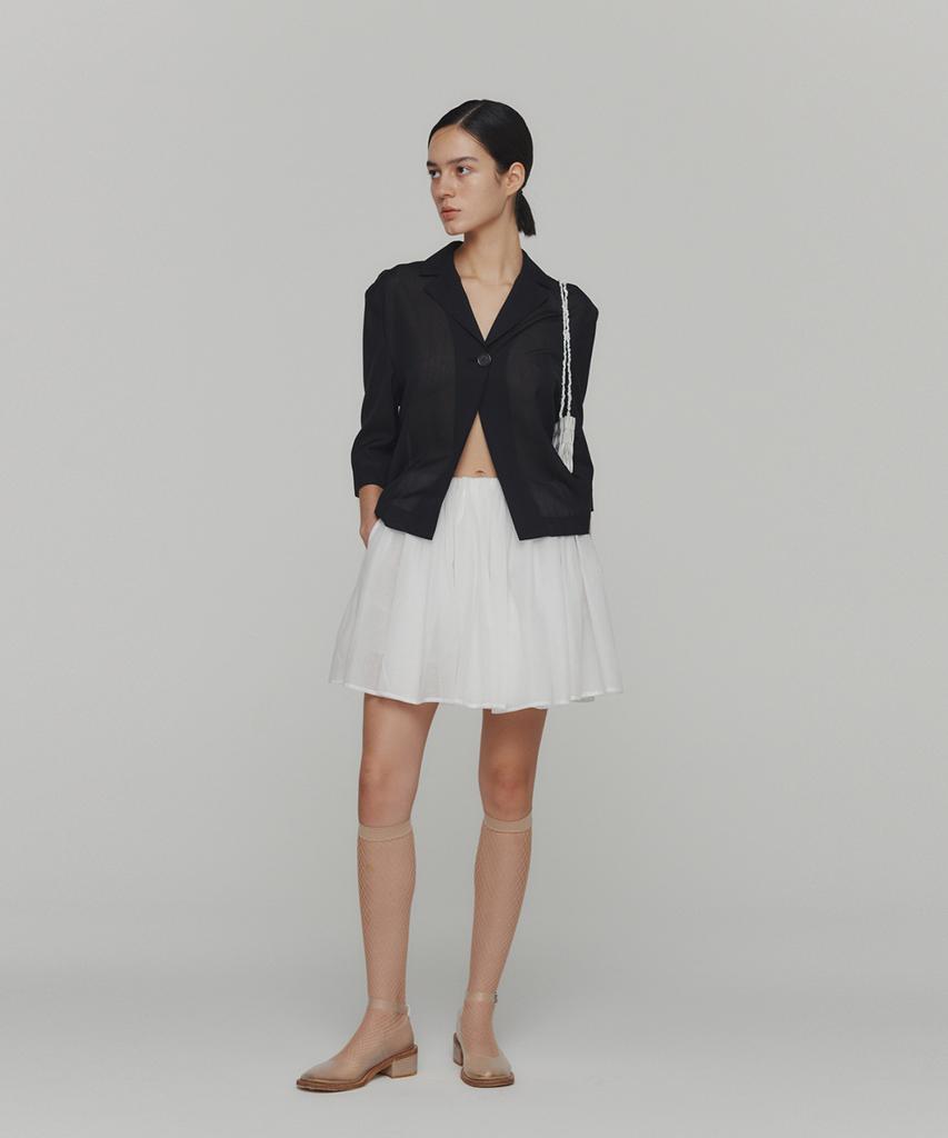 Amomento Cotton Shirring Banding Skorts_White