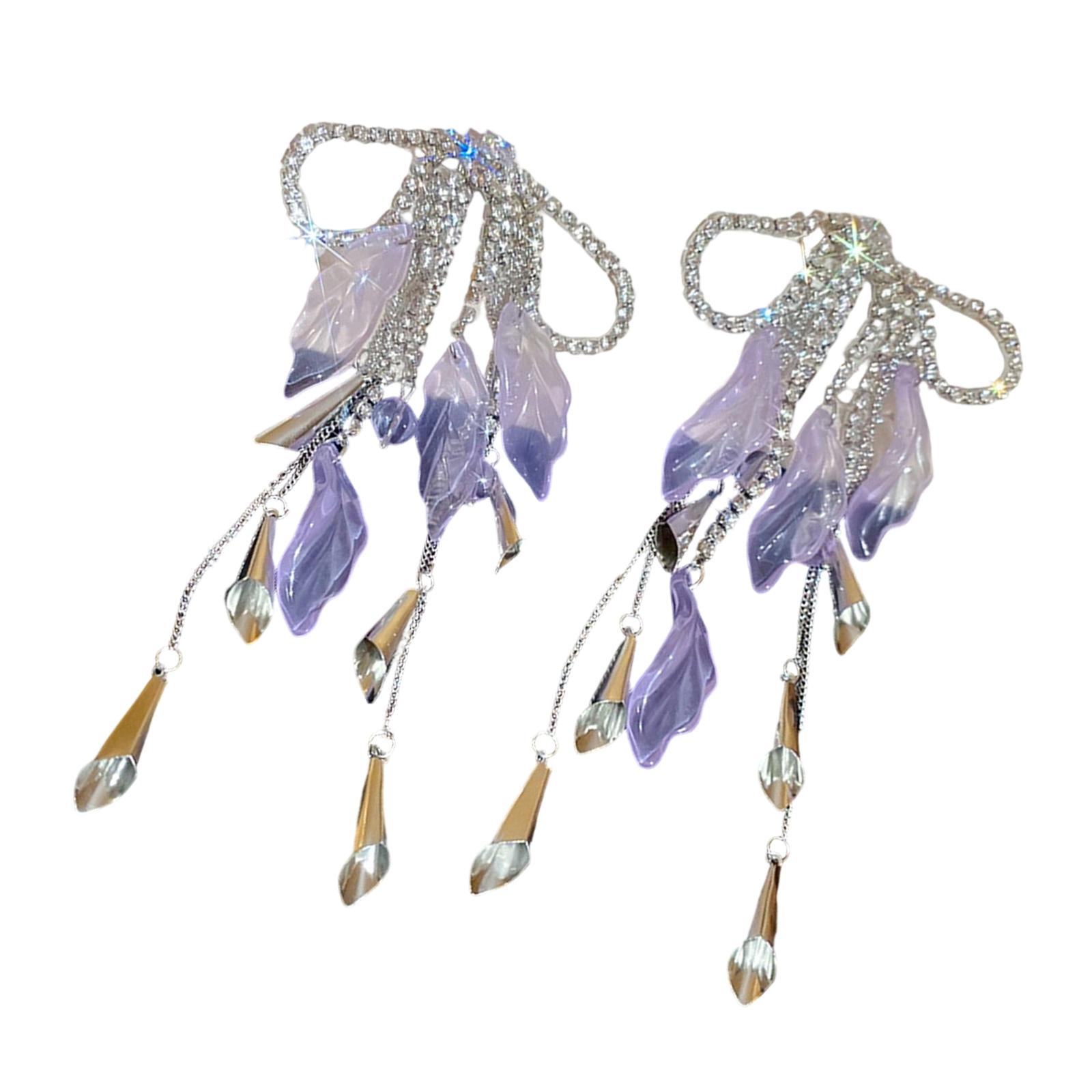 

Elegant Crystal Dangle Earrings With Rhinestones Tassels Design Women Wedding Party Jewelry Gift Accessories