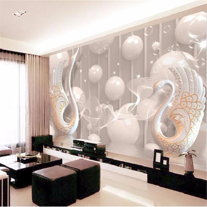 Wallpaper White Swan Geometric Ball Mural Living Room Bedroom Tv Background Walls Home Decor 3d Wallpaper