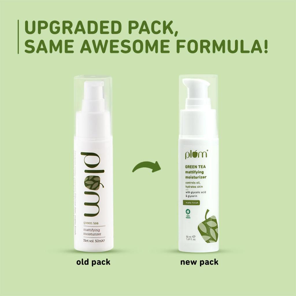 Plum Green Tea Mattifying Face Moisturizer 50ml for Oily Skin | Controls Oil Hydration Non-Sticky Daily Moisturizer